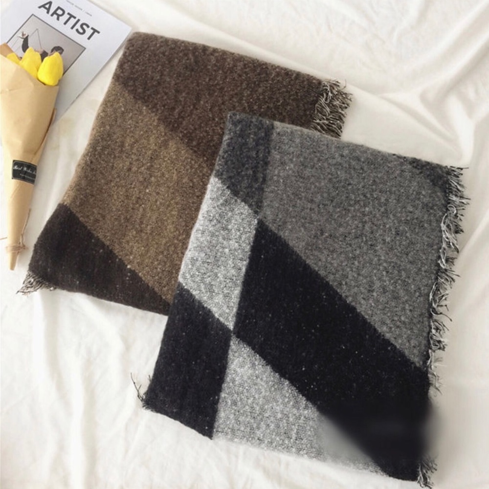 Gray & Black Color Block Scarf/Shawl - Picture 8 of 8